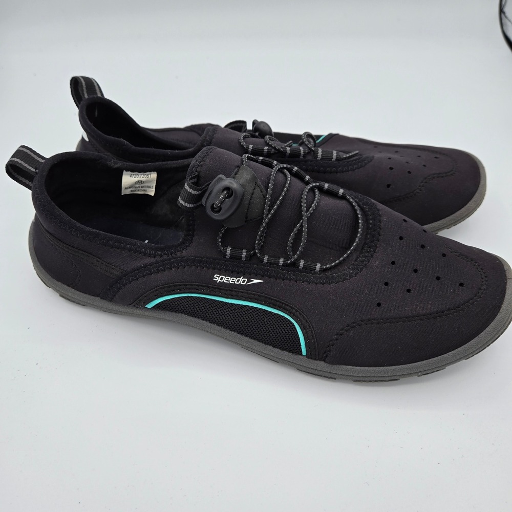 Speedo Mens Surfwalker Water Shoes‎ Black Aqua Accents Size M